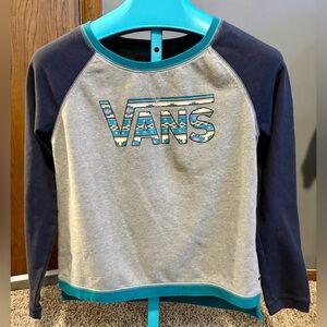 Women’s Vans Raglan Sweatshirt - heather gray & navy blue - Size Large